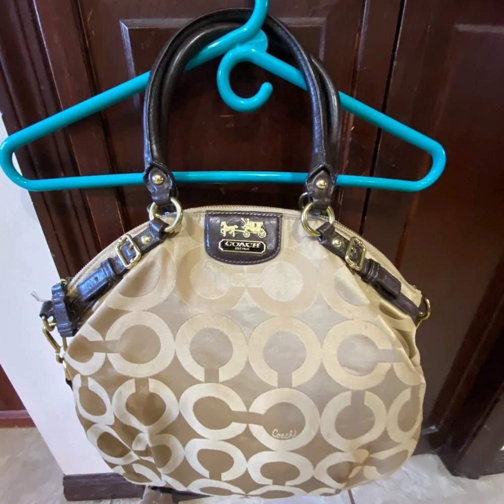 Coach Beige and Brown Signature Satchel - Picture 1 of 13